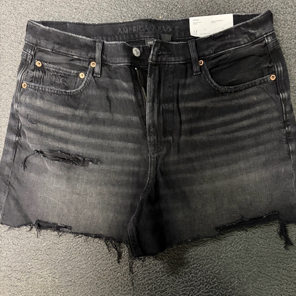 American Eagle Outfitters Charcoal Distressed Jean Shorts